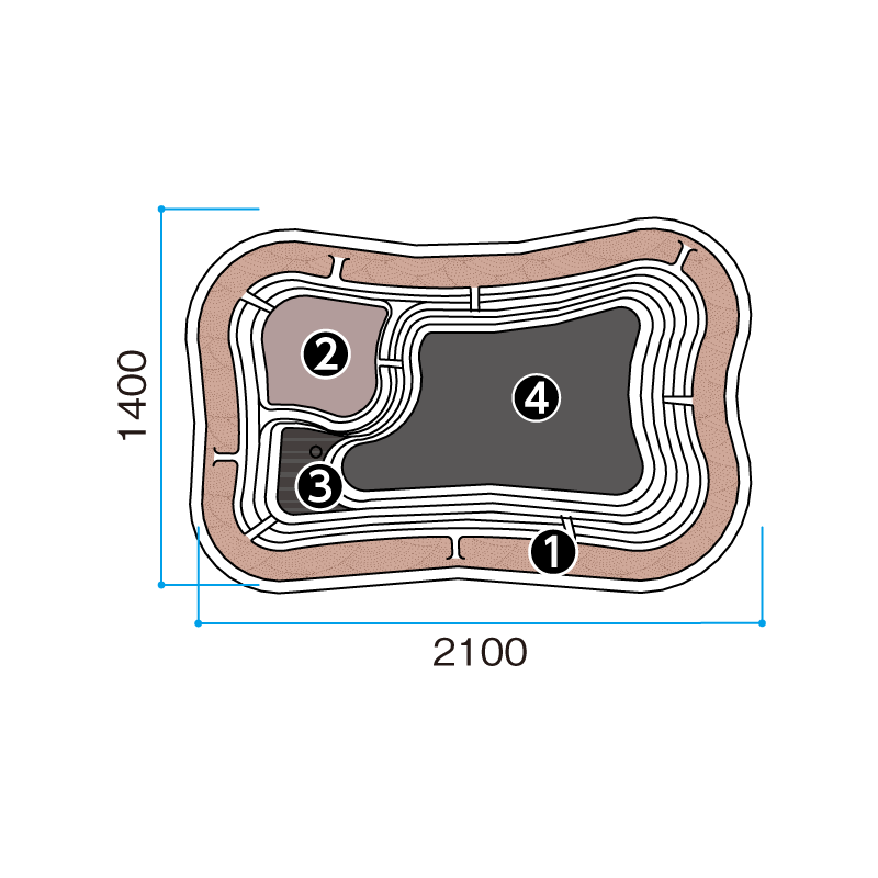 Laghetto PVC OASE Preformato 750L schema dimensioni