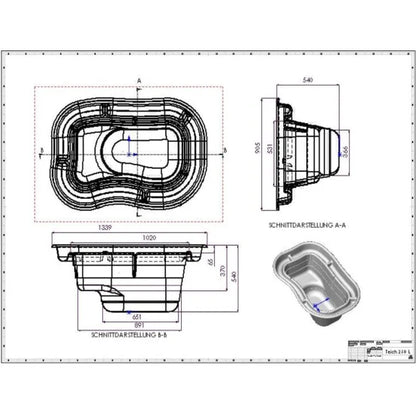 Laghetto PVC OASE Preformato 250L schema dimensioni